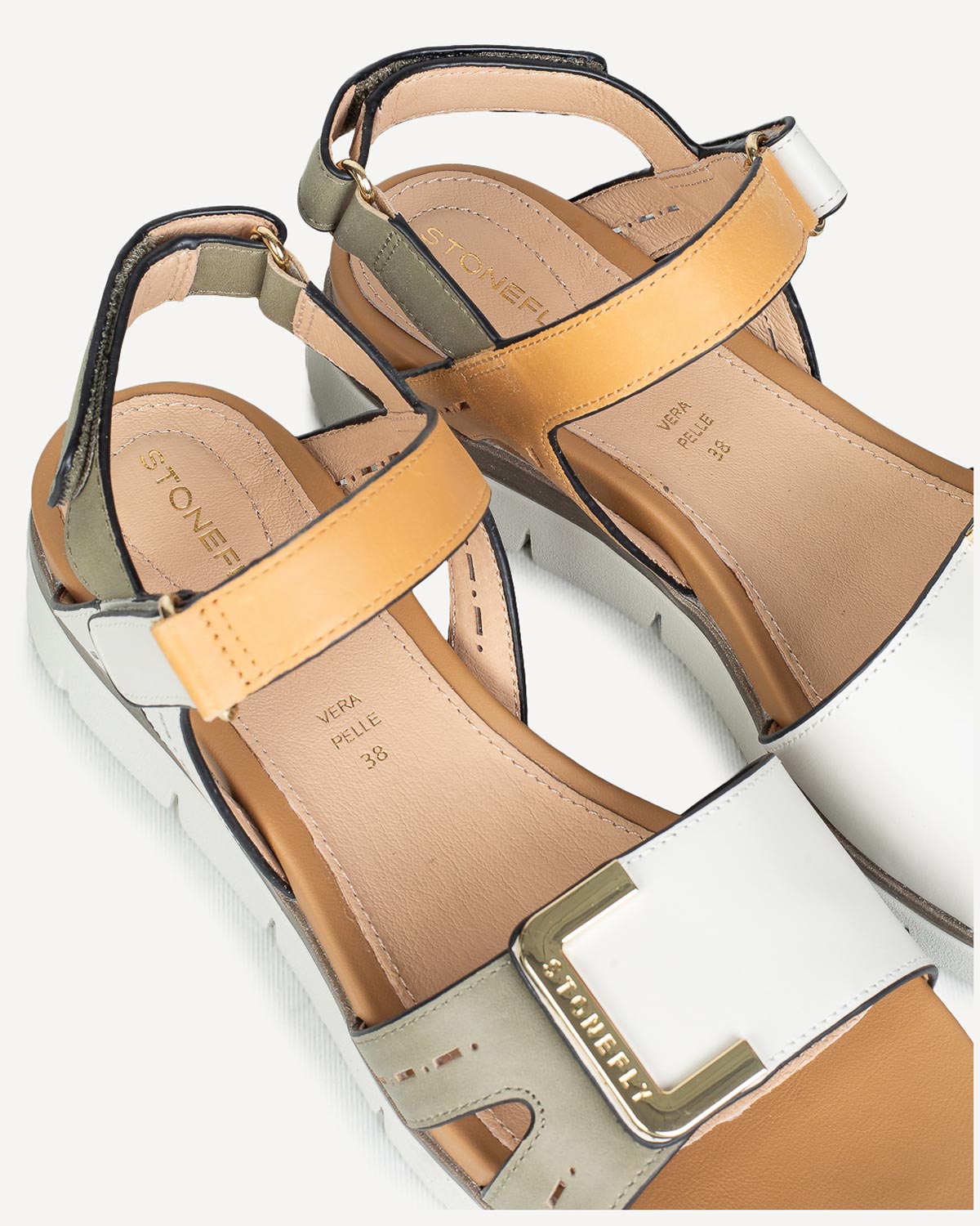 Γυναίκα - Πέδιλα-Σανδάλια - Stonefly Λαδί-Λευκό