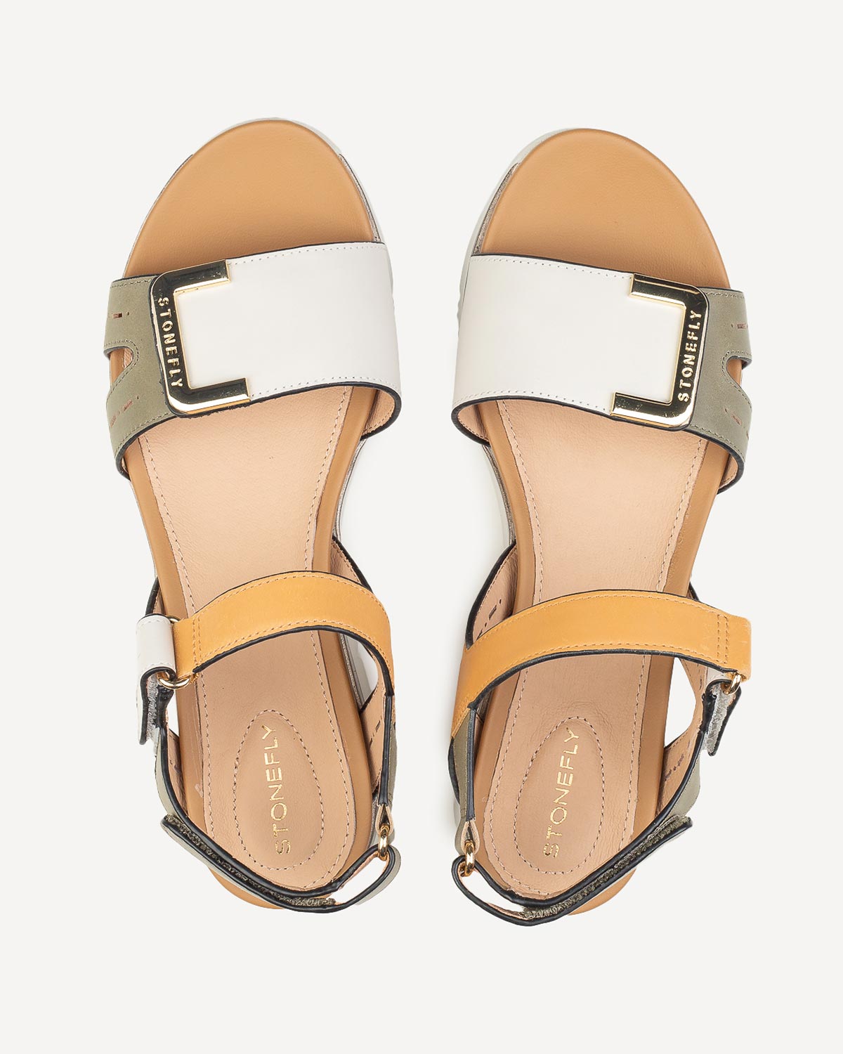 Γυναίκα - Πέδιλα-Σανδάλια - Stonefly Λαδί-Λευκό